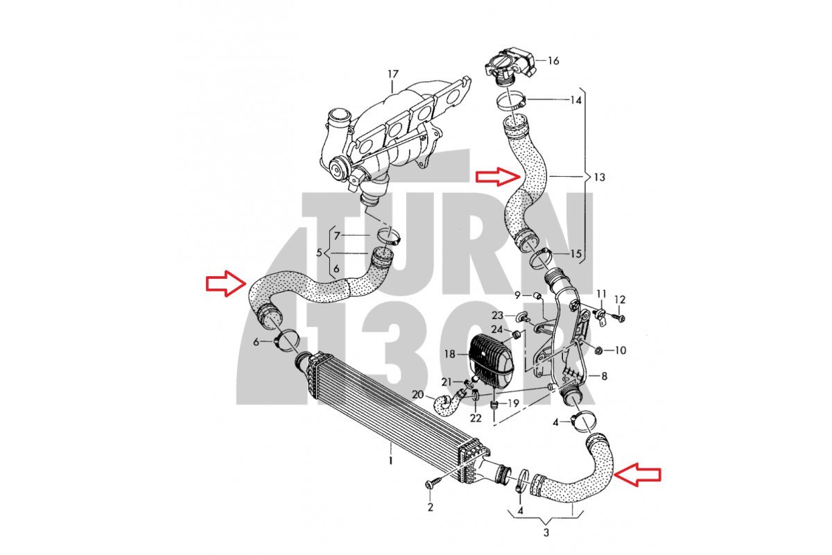 Silicone Intercooler Hose Kit for Audi A4 / A5 B8 2.0 TFSI CTS Turbo Silicone Intercooler Hose Kit for Audi A4 / A5 B8 2.0 TFSI CTS Turbo