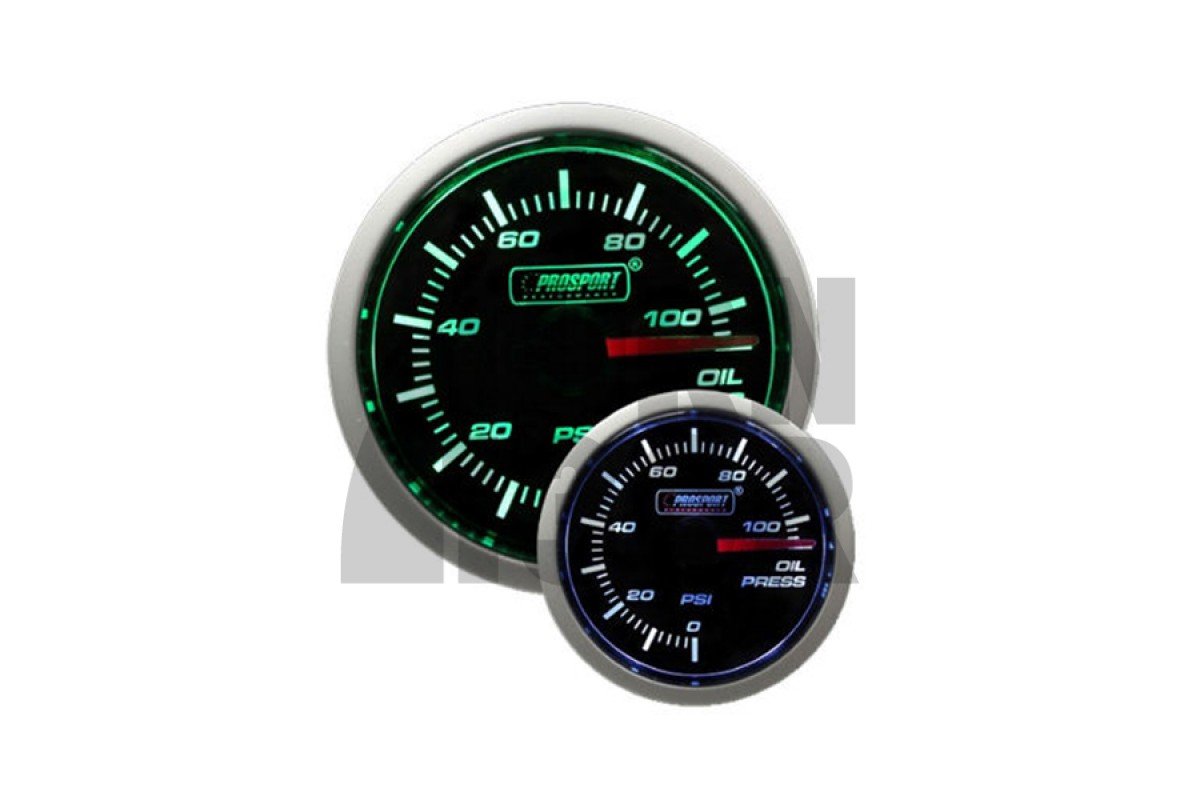 52mm Oil Pressure Gauge Green / White Prosport 52mm Oil Pressure Gauge Green / White Prosport