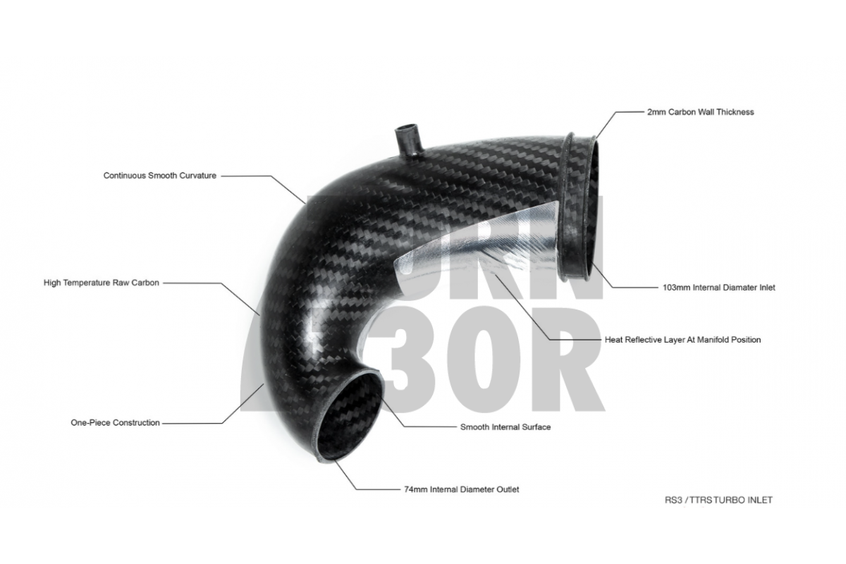 Eventuri Carbon Turbo Inlet for Audi RS3 8V.5 / TTRS 8S with TTE 625 / TTE 700 turbo flange Eventuri Carbon Turbo Inlet for Audi RS3 8V.5 / TTRS 8S with TTE 625 / TTE 700 turbo flange