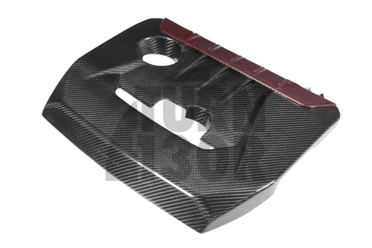 Eventuri Carbon Fiber / Red Kevlar Engine Cover for Toyota Yaris GR Eventuri Carbon Fiber / Red Kevlar Engine Cover for Toyota Yaris GR