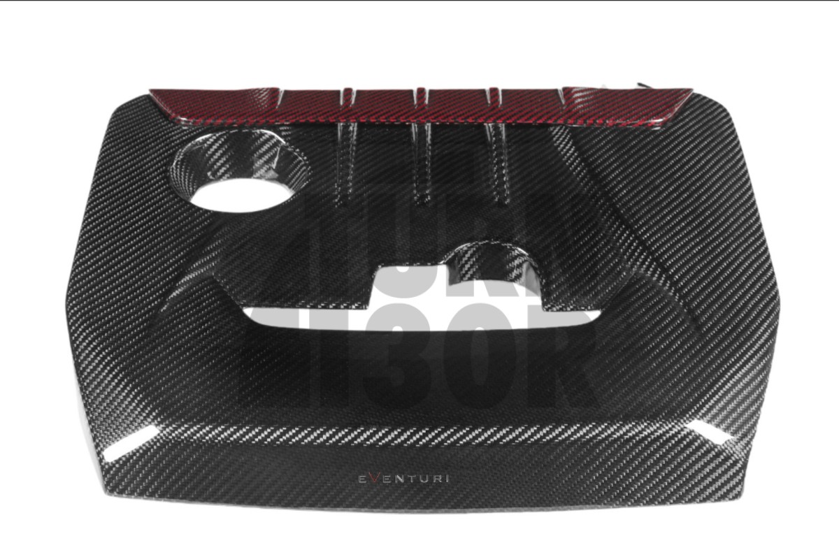 Eventuri Carbon Fiber / Red Kevlar Engine Cover for Toyota Yaris GR Eventuri Carbon Fiber / Red Kevlar Engine Cover for Toyota Yaris GR